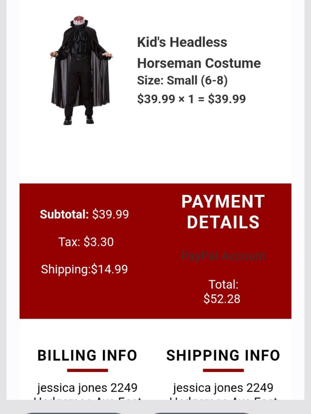 Kids Headless Horseman costume